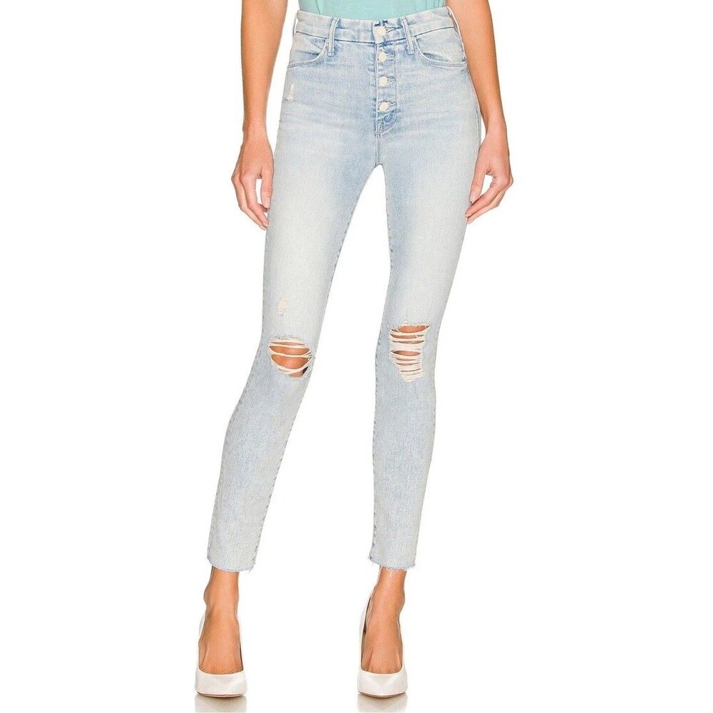MOTHER The Pixie Ankle Fray Jeans in Action Shot size 27 Button Fly